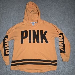 PINK Victoria's Secret Spirit Jersey Hoodie Orange Oversized Graphic Medium M